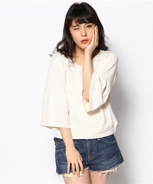 mystic（ミスティック）の「裏毛ワッフル袖プルオーバー（Tシャツ/カットソー・レディース・ブルー/グレー/アイボリー・ﾌﾘ-）」の5枚目の写真