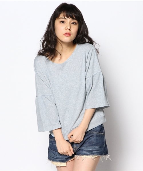 mystic（ミスティック）の「裏毛ワッフル袖プルオーバー（Tシャツ/カットソー・レディース・ブルー/グレー/アイボリー・ﾌﾘ-）」の6枚目の写真