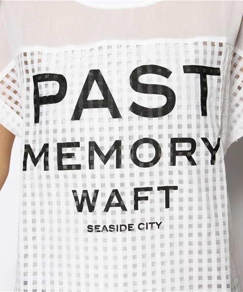 one after another NICE CLAUP（ワンアフターアナザーナイスクラップ）の「【ナイスクラップ】異素材ﾛｺﾞﾌﾟﾙｵｰﾊﾞｰ（Tシャツ/カットソー・レディース・ネイビー/オフホワイト・FREE）」の8枚目の写真