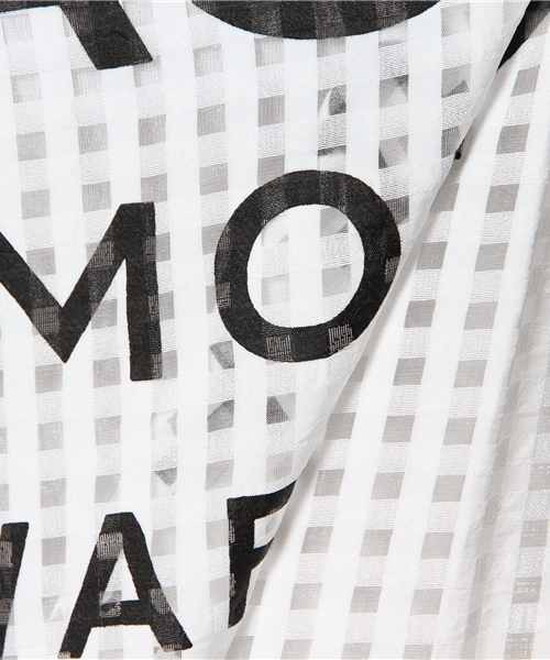 one after another NICE CLAUP（ワンアフターアナザーナイスクラップ）の「【ナイスクラップ】異素材ﾛｺﾞﾌﾟﾙｵｰﾊﾞｰ（Tシャツ/カットソー・レディース・ネイビー/オフホワイト・FREE）」の7枚目の写真