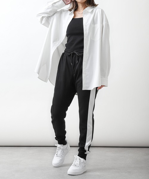 ZIP FIVE（ジップファイブ）の「【ZIP FIVE】ストレッチジョガーラインジャージパンツ（その他パンツ・レディース・ブラック/ネイビー/グレー/カーキ/ブラック×ホワイト/ブラック×ブラック/ブラック×グリーン/チャコール/ブラック×ブルー/ブラック系・SMALL/MEDIUM/LARGE/X-LARGE）」の17枚目の写真