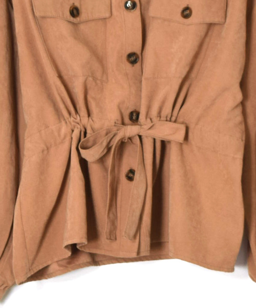 w closet（ダブルクローゼット）の「ピーチスエードBIGシャツ（シャツ/ブラウス・レディース・グレー/カーキ/ピンクベージュ・FREE）」の5枚目の写真