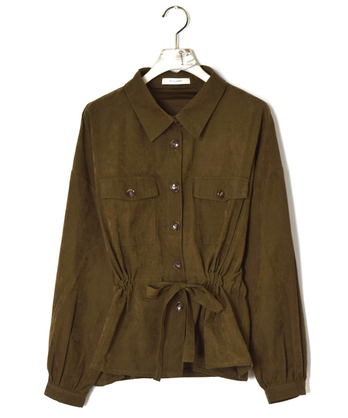 w closet（ダブルクローゼット）の「ピーチスエードBIGシャツ（シャツ/ブラウス・レディース・グレー/カーキ/ピンクベージュ・FREE）」の9枚目の写真