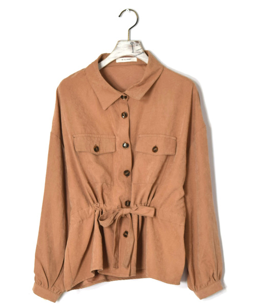 w closet（ダブルクローゼット）の「ピーチスエードBIGシャツ（シャツ/ブラウス・レディース・グレー/カーキ/ピンクベージュ・FREE）」の10枚目の写真