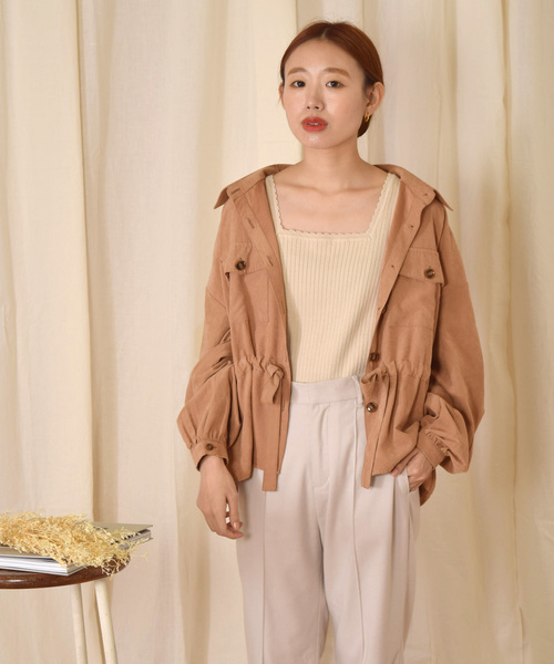 w closet（ダブルクローゼット）の「ピーチスエードBIGシャツ（シャツ/ブラウス・レディース・グレー/カーキ/ピンクベージュ・FREE）」の18枚目の写真