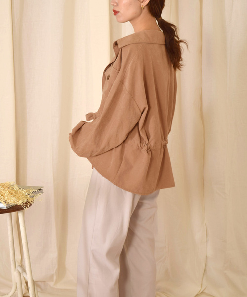 w closet（ダブルクローゼット）の「ピーチスエードBIGシャツ（シャツ/ブラウス・レディース・グレー/カーキ/ピンクベージュ・FREE）」の19枚目の写真