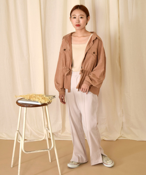 w closet（ダブルクローゼット）の「ピーチスエードBIGシャツ（シャツ/ブラウス・レディース・グレー/カーキ/ピンクベージュ・FREE）」の22枚目の写真