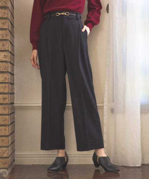 GLOBAL WORK（グローバルワーク）の「あったか美(うつく)シルエットワイドパンツ/849654（その他パンツ・レディース・オフホワイト/チャコールグレー/ネイビー/ベージュ・SMALL/LARGE/MEDIUM/X-LARGE/XX-LARGE）」の4枚目の写真