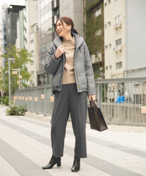 GLOBAL WORK（グローバルワーク）の「あったか美(うつく)シルエットワイドパンツ/849654（その他パンツ・レディース・オフホワイト/チャコールグレー/ネイビー/ベージュ・SMALL/LARGE/MEDIUM/X-LARGE/XX-LARGE）」の9枚目の写真