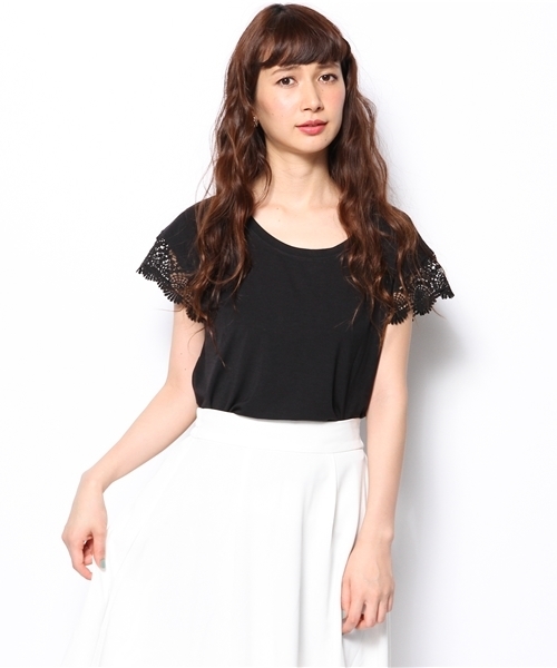 DISCOAT（ディスコート）の「【Discoat】袖レースドロップT（Tシャツ/カットソー・レディース・オフホワイト/グレー/ブラック/その他19・ﾌﾘ-）」の3枚目の写真