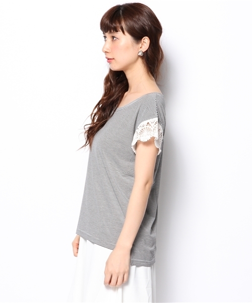 DISCOAT（ディスコート）の「【Discoat】袖レースドロップT（Tシャツ/カットソー・レディース・オフホワイト/グレー/ブラック/その他19・ﾌﾘ-）」の9枚目の写真