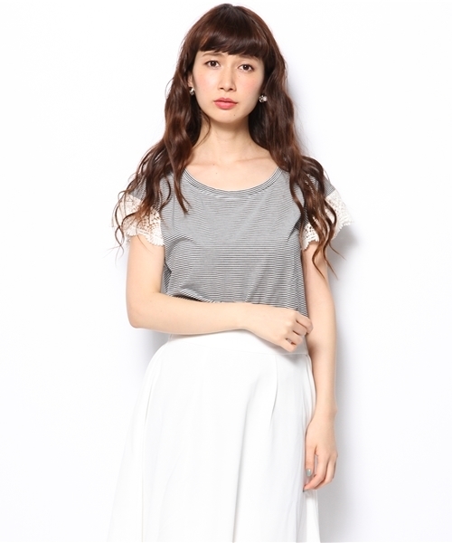 DISCOAT（ディスコート）の「【Discoat】袖レースドロップT（Tシャツ/カットソー・レディース・オフホワイト/グレー/ブラック/その他19・ﾌﾘ-）」の12枚目の写真