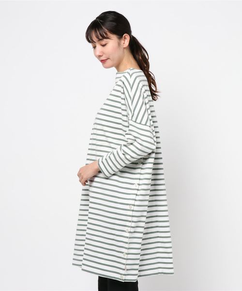 Traditional Weatherwear（トラディショナルウェザーウェア）の「SIDE BUTTON TUNIC DRESS（チュニック・レディース・ネイビー×ホワイト/ホワイト×ネイビー/ホワイト/パープル系その他・S）」の6枚目の写真