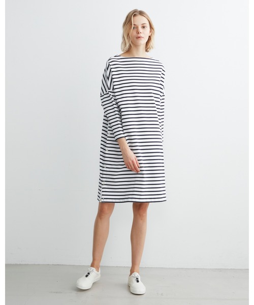 Traditional Weatherwear（トラディショナルウェザーウェア）の「SIDE BUTTON TUNIC DRESS（チュニック・レディース・ネイビー×ホワイト/ホワイト×ネイビー/ホワイト/パープル系その他・S）」の10枚目の写真