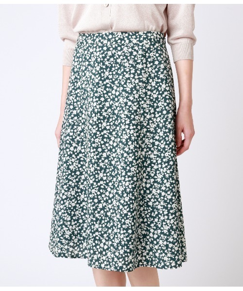 NEWYORKER ミントグリーン フレアスカート ブーケストライププリント タックフレアスカート(51212151-2024