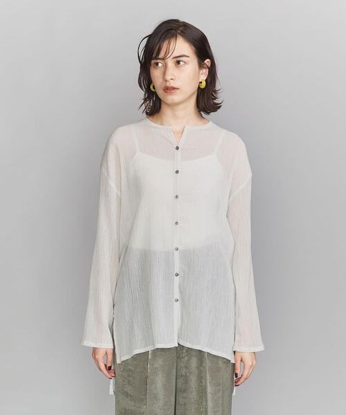クレープ クルーネックカーディガン　ブラック UNITED ARROWS LTD. OUTLET｜クレープ クルーネックカーディガン