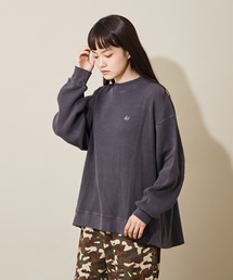 CUBE SUGAR（キューブシュガー）の「ワッフル ピグメント染め ワンポイント モックネック プルオーバー（Tシャツ/カットソー・レディース）」