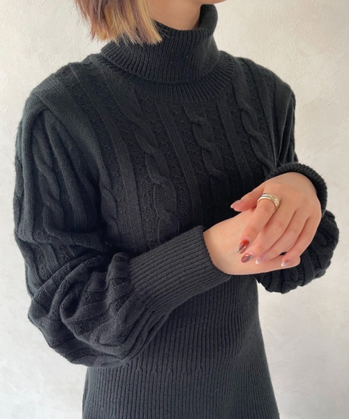 セール ワンピース ドレス Vria Vria Charme ワンピース タートルネックニットワンピース ワンピース Vria Charme バリアシャルム のファッション