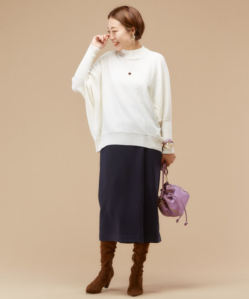 Liesse モックネック ドルマン ビッグ ニット プルオーバー ブラック Liesse モックネック ドルマン ビッグ ニット プルオーバー