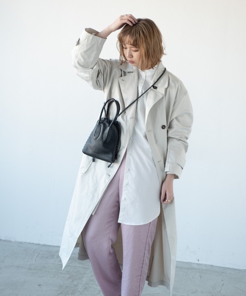 Aunt Marie's（アントマリーズ）の「オーバーサイズスタンドネックトレンチコート（トレンチコート・レディース・ナチュラル/ベージュ・FREE）」の10枚目の写真
