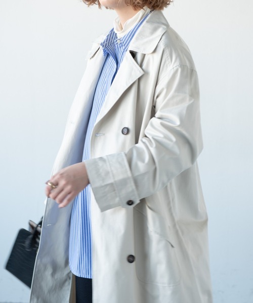 Aunt Marie's（アントマリーズ）の「オーバーサイズスタンドネックトレンチコート（トレンチコート・レディース・ナチュラル/ベージュ・FREE）」の4枚目の写真