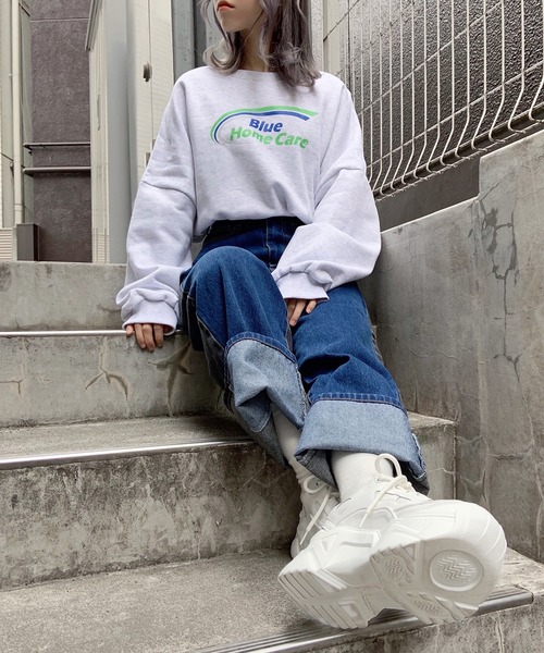 Figments（フィグメンツ）の「クロップドプリントスウェット（スウェット・レディース・ブラック/グレー・FREE）」の10枚目の写真