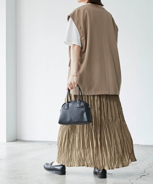 BONLECILL（ボンルシール）の「スパンブロード クリンクル ワッシャー ロングスカート（スカート・レディース・ベージュ/ブルー/チャコール・FREE）」の10枚目の写真