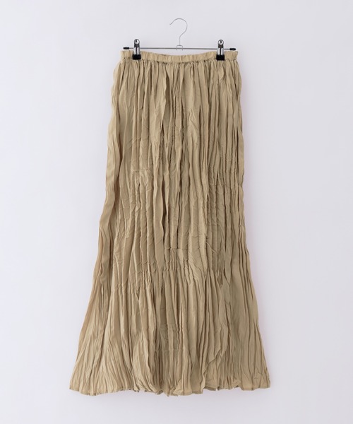 BONLECILL（ボンルシール）の「スパンブロード クリンクル ワッシャー ロングスカート（スカート・レディース・ベージュ/ブルー/チャコール・FREE）」の21枚目の写真