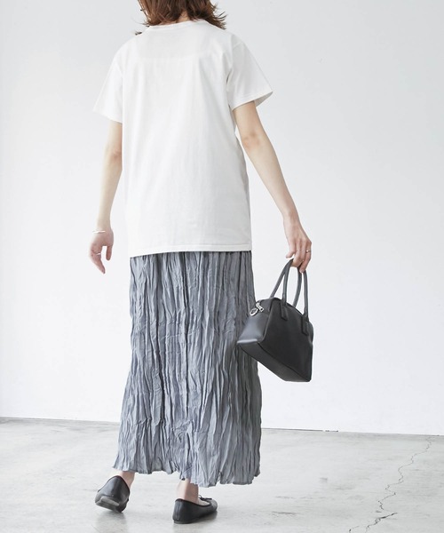 BONLECILL（ボンルシール）の「スパンブロード クリンクル ワッシャー ロングスカート（スカート・レディース・ベージュ/ブルー/チャコール・FREE）」の17枚目の写真