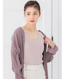 Vネックレースニットタンクトップ