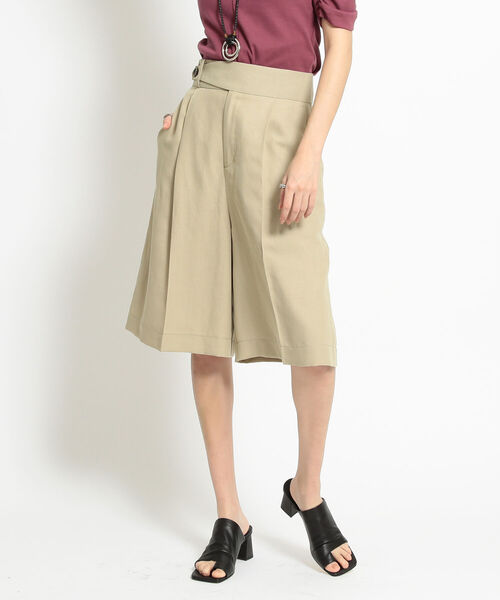 Ray BEAMS(レイビームス)の「Ray BEAMS / 1タック ワイド ハーフパンツ(その他パンツ・レディース・ベージュ/ダークブラウン・0/1)」の6枚目の写真