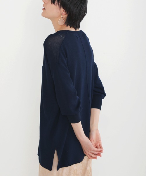 Bou Jeloud（ブージュルード）の「さらさらセンターラインニットTOPS（ニット/セーター・レディース・ネイビー/ブラウン/レッド/グリーン・FREE）」の3枚目の写真