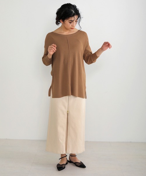 Bou Jeloud（ブージュルード）の「さらさらセンターラインニットTOPS（ニット/セーター・レディース・ネイビー/ブラウン/レッド/グリーン・FREE）」の21枚目の写真