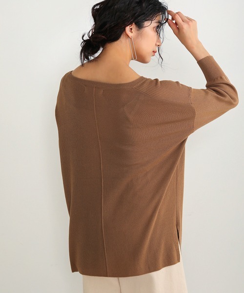 Bou Jeloud（ブージュルード）の「さらさらセンターラインニットTOPS（ニット/セーター・レディース・ネイビー/ブラウン/レッド/グリーン・FREE）」の5枚目の写真
