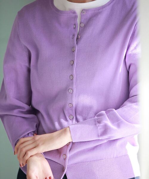 NIMES（ニーム）の「コンパクトスピン ボタンカーディガン（ニット/セーター・レディース・ベージュ/パープル/ミント/ブラック・99）」の14枚目の写真