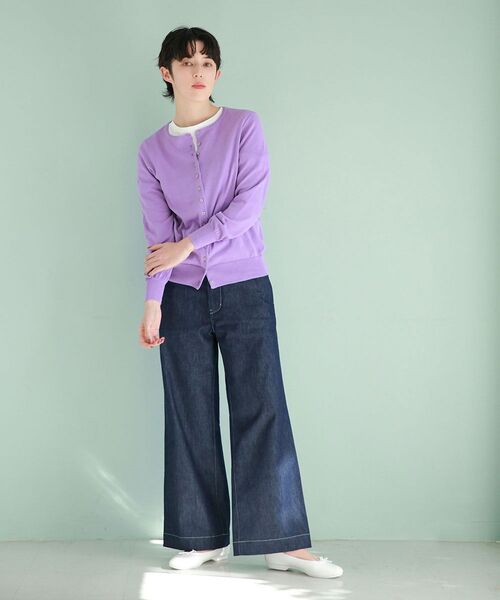 NIMES（ニーム）の「コンパクトスピン ボタンカーディガン（ニット/セーター・レディース・ベージュ/パープル/ミント/ブラック・99）」の15枚目の写真