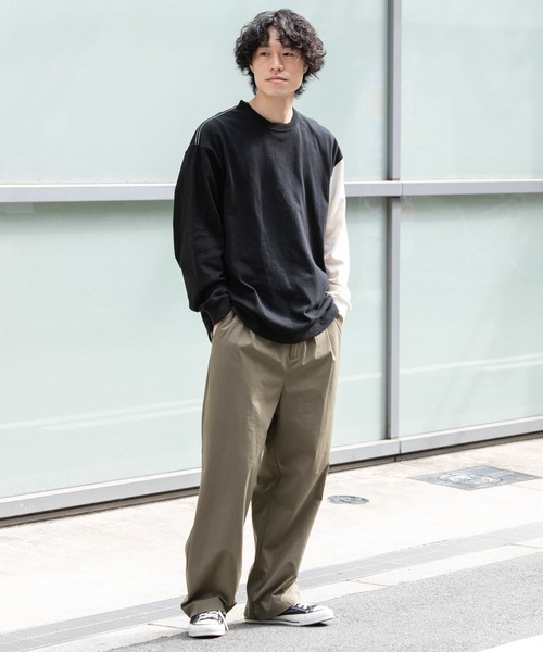 ITEMS URBANRESEARCH(アイテムズ アーバンリサーチ)の「USAコットン 袖配色 長袖Tシャツ(Tシャツ/カットソー・メンズ・オフホワイト/ブラック・MEDIUM/LARGE)」の6枚目の写真