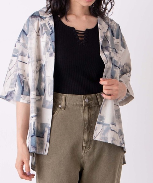 WEGO（ウィゴー）の「WEGO/オーバーハーフスリーブシャツ（シャツ/ブラウス・レディース・ベージュ/ホワイト/アイボリー/オレンジ/グリーン系その他/その他1/その他2/ブラック系その他・FREE）」の8枚目の写真