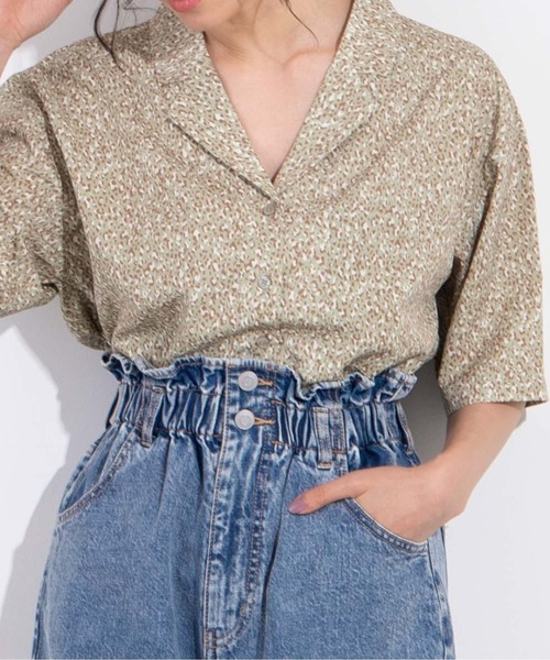 WEGO（ウィゴー）の「WEGO/オーバーハーフスリーブシャツ（シャツ/ブラウス・レディース・ベージュ/ホワイト/アイボリー/オレンジ/グリーン系その他/その他1/その他2/ブラック系その他・FREE）」の5枚目の写真