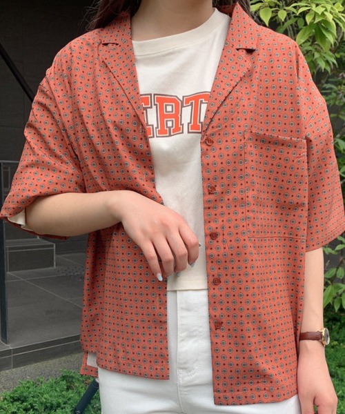 WEGO（ウィゴー）の「WEGO/オーバーハーフスリーブシャツ（シャツ/ブラウス・レディース・ベージュ/ホワイト/アイボリー/オレンジ/グリーン系その他/その他1/その他2/ブラック系その他・FREE）」の6枚目の写真