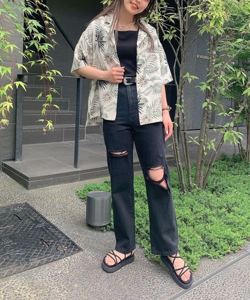 WEGO（ウィゴー）の「WEGO/オーバーハーフスリーブシャツ（シャツ/ブラウス・レディース・ベージュ/ホワイト/アイボリー/オレンジ/グリーン系その他/その他1/その他2/ブラック系その他・FREE）」の20枚目の写真