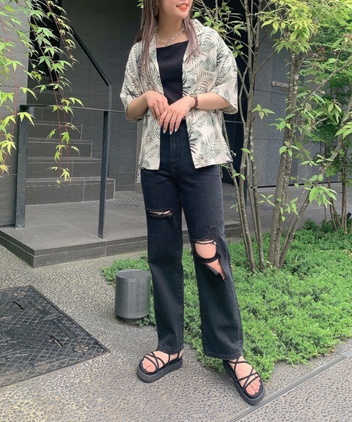 WEGO（ウィゴー）の「WEGO/オーバーハーフスリーブシャツ（シャツ/ブラウス・レディース・ベージュ/ホワイト/アイボリー/オレンジ/グリーン系その他/その他1/その他2/ブラック系その他・FREE）」の21枚目の写真