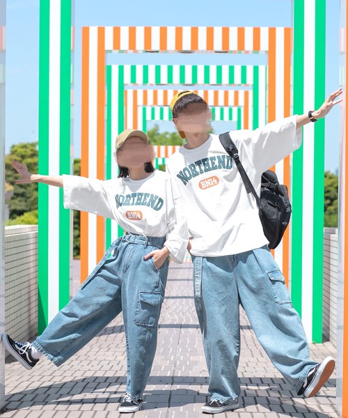 PairPair（ペアペア）の「NORTHENDカレッジビッグT(ユニセックス)（Tシャツ/カットソー・レディース・スミクロ/グリーン/オフホワイト・FREE）」の13枚目の写真