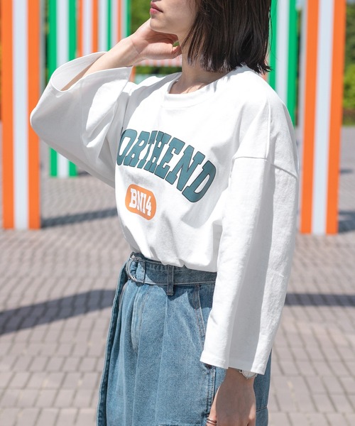 PairPair（ペアペア）の「NORTHENDカレッジビッグT(ユニセックス)（Tシャツ/カットソー・レディース・スミクロ/グリーン/オフホワイト・FREE）」の18枚目の写真