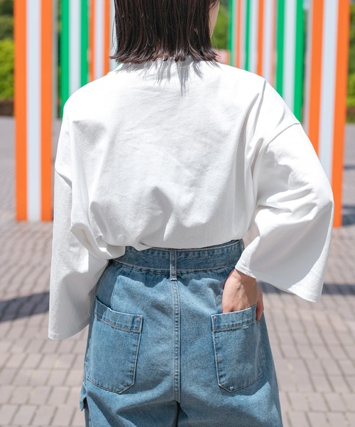 PairPair（ペアペア）の「NORTHENDカレッジビッグT(ユニセックス)（Tシャツ/カットソー・レディース・スミクロ/グリーン/オフホワイト・FREE）」の19枚目の写真