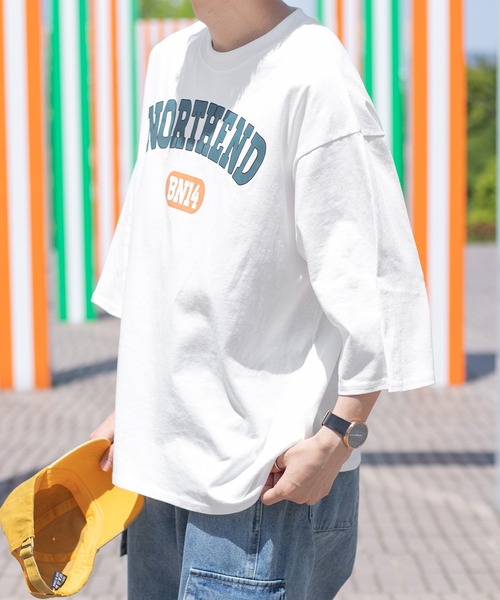 PairPair（ペアペア）の「NORTHENDカレッジビッグT(ユニセックス)（Tシャツ/カットソー・レディース・スミクロ/グリーン/オフホワイト・FREE）」の22枚目の写真