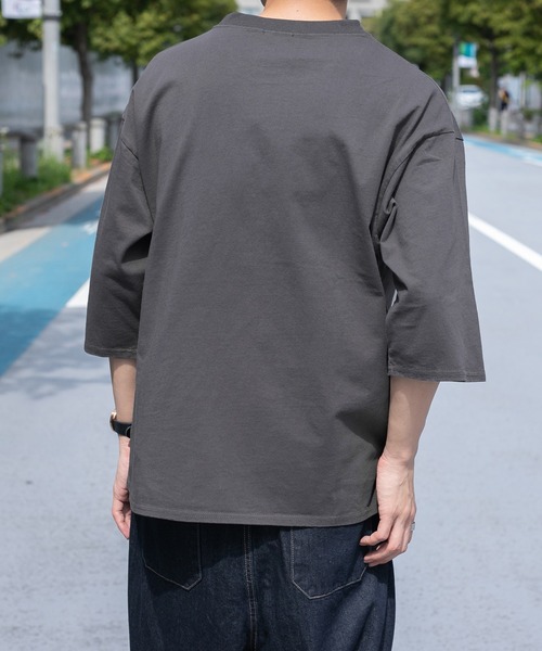 PairPair（ペアペア）の「NORTHENDカレッジビッグT(ユニセックス)（Tシャツ/カットソー・レディース・スミクロ/グリーン/オフホワイト・FREE）」の4枚目の写真