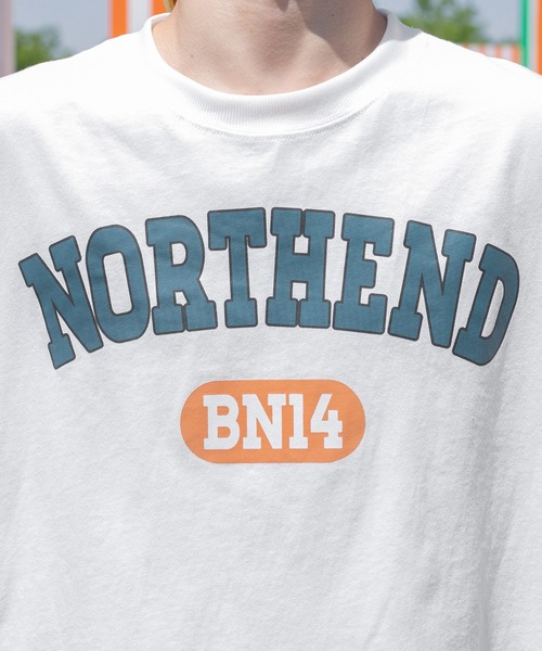PairPair（ペアペア）の「NORTHENDカレッジビッグT(ユニセックス)（Tシャツ/カットソー・レディース・スミクロ/グリーン/オフホワイト・FREE）」の5枚目の写真