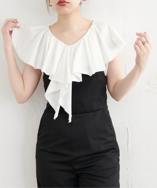 natural couture(ナチュラルクチュール)の「【WEB限定カラー有り】ラッフルフリルT(シャツ/ブラウス・レディース・オフホワイト/ブラウン/ラベンダー/ブラック/ピンク・FREE)」の7枚目の写真