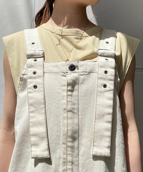 CAPRICIEUX LE'MAGE（カプリシューレマージュ）の「バイオサロペット（サロペット/オーバーオール・レディース・アイボリー/グレー・FREE）」の14枚目の写真